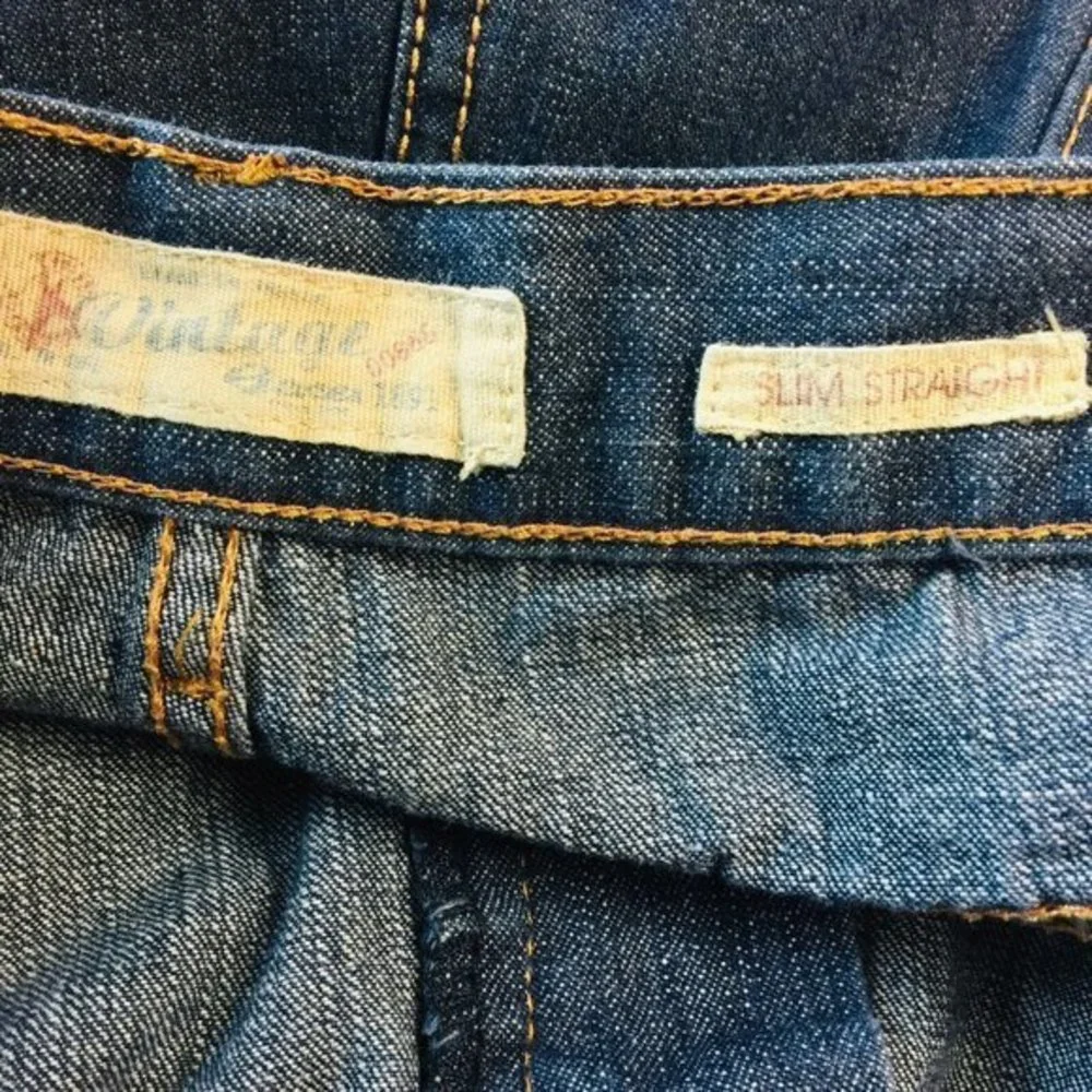 Vintage Genes 1891 Slim Straight Jeans Dark‎ 48 X 32 Actual 45 X 30